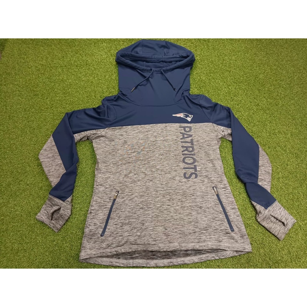 New England Patriots American Football Hoodie Women M Blue Gray NFL Team Apparel